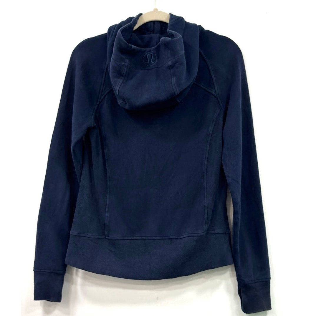 Lululemon Scuba Full Zip Hoodie Light Cotton Fleece Midnight Navy Size 6