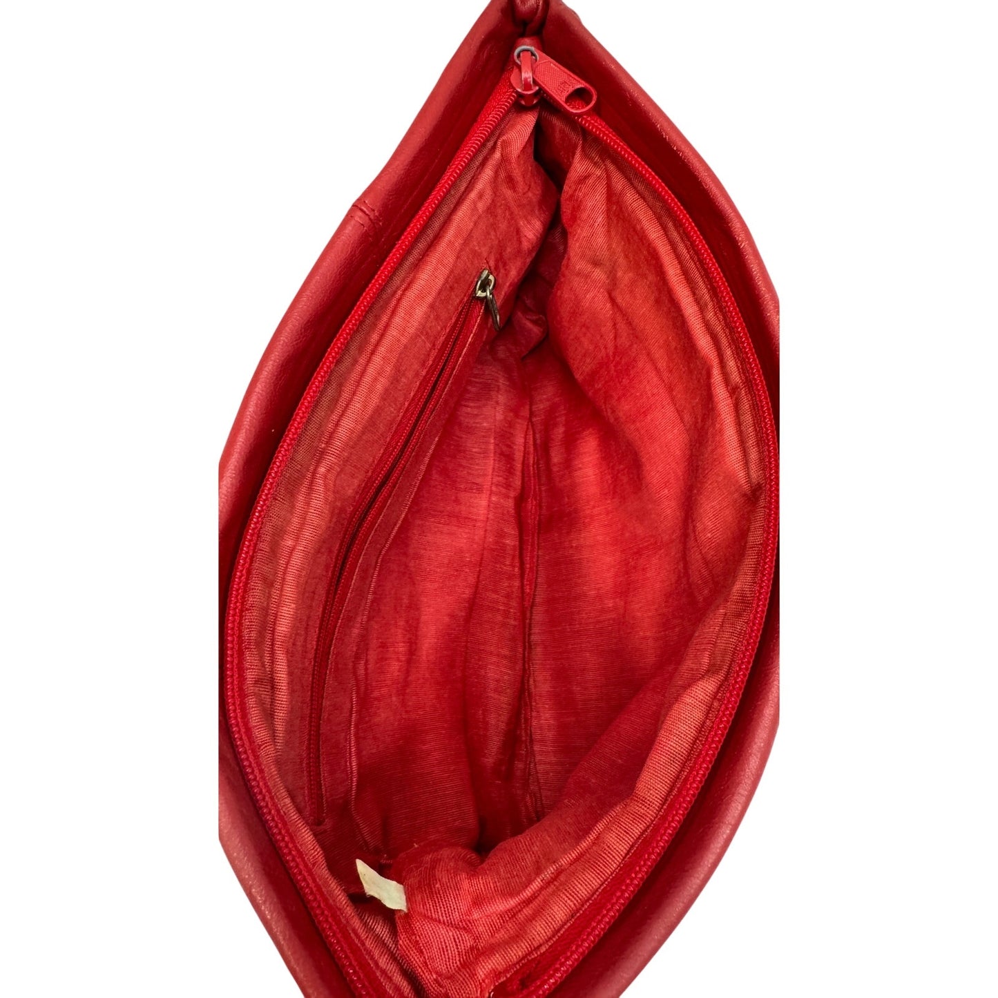 Vintage Red Clutch Purse Bag Zip Closure & Exterior Flap Pocket