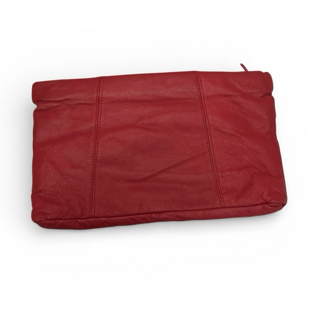 Vintage Red Clutch Purse Bag Zip Closure & Exterior Flap Pocket