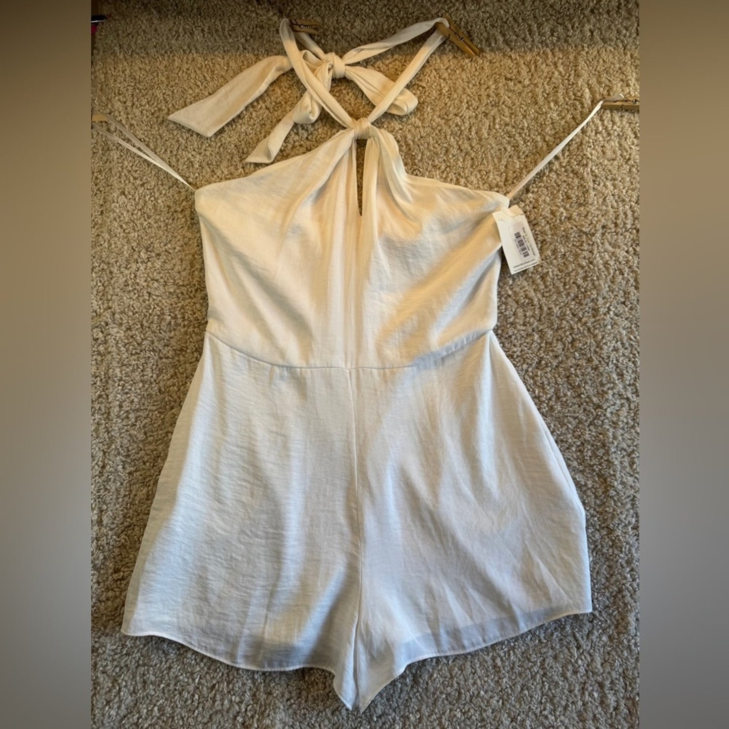 White Knot Detail Halter Romper - Size Large - NWOT
