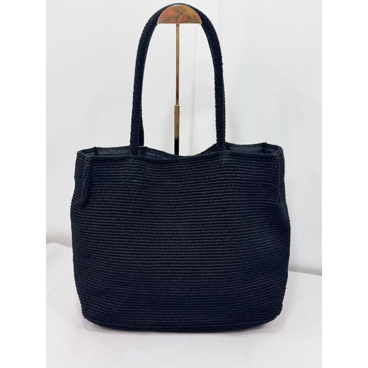 The Sak Black Crochet Shoulder Tote Bag