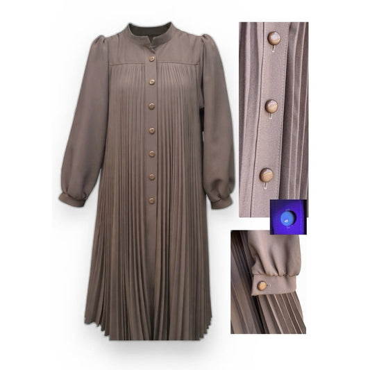 Vintage 1970s ILGWU Union USA Accordion Pleated Swing Coat Duster Glow Buttons
