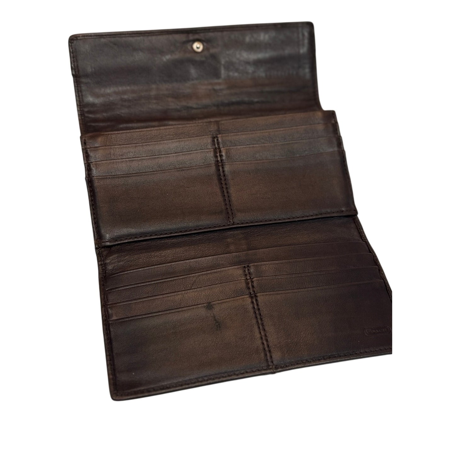 Coach SoHo Brown Burnished Leather Long Wallet