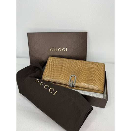 Gucci Python Exotic Leather Long Wallet Authentic Vintage Rare Box And Dust Bag