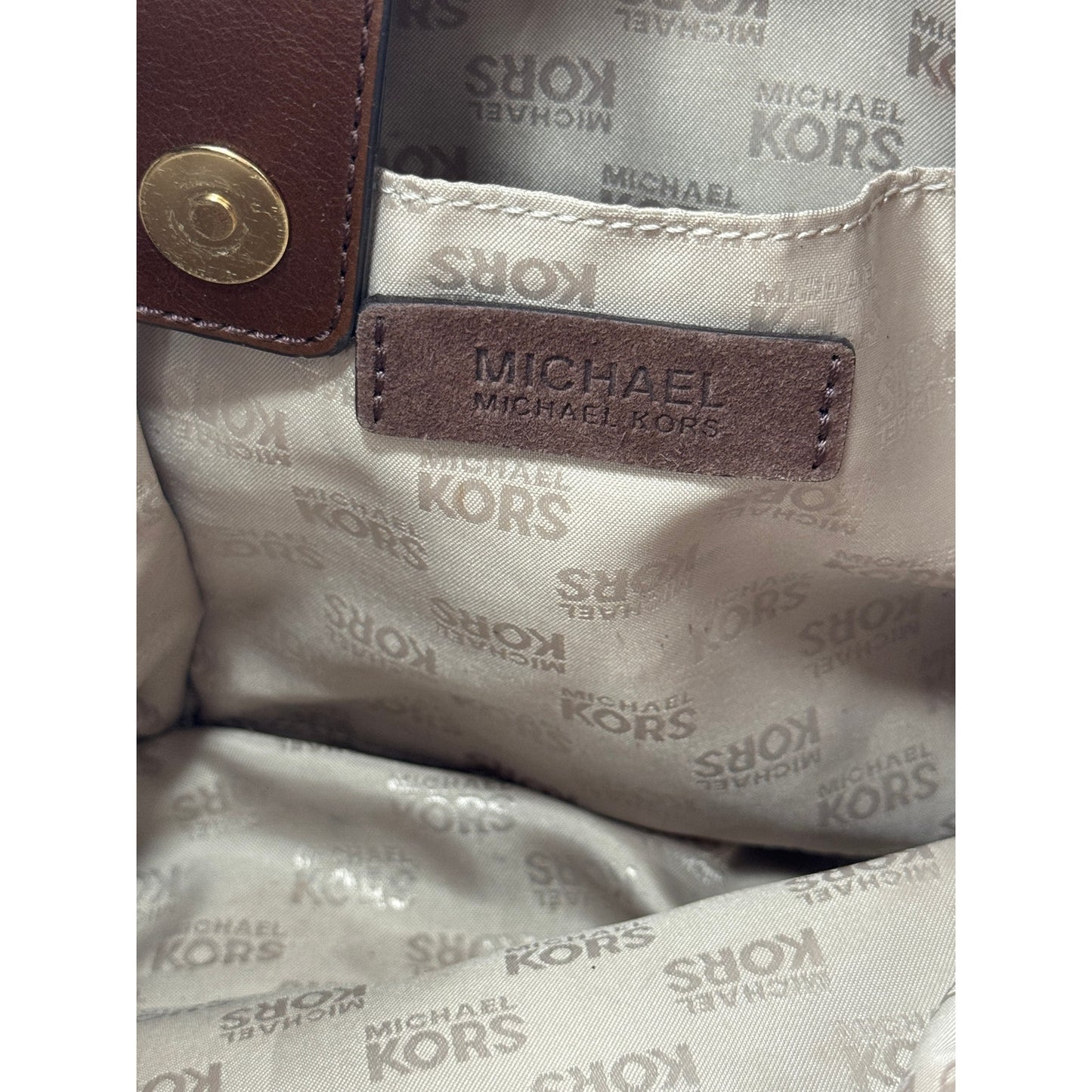 Michael Kors Brown Suede Leather Hobo Shoulder Bag | Gold Hardware, Pockets