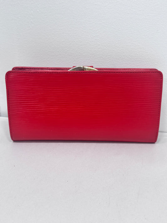 Louis Vuitton Red Epi French Purse Kiss Lock RARE Long Wallet – With COA