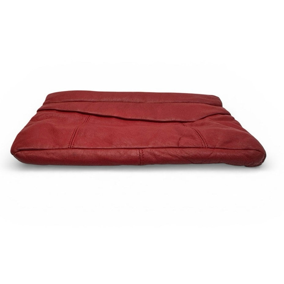 Vintage Red Clutch Purse Bag Zip Closure & Exterior Flap Pocket