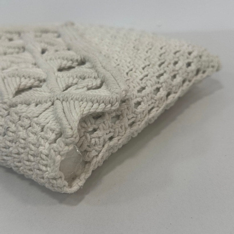 Vintage 1960s Mister Ernest Macrame Crochet Foldover Clutch Cream Boho Bag