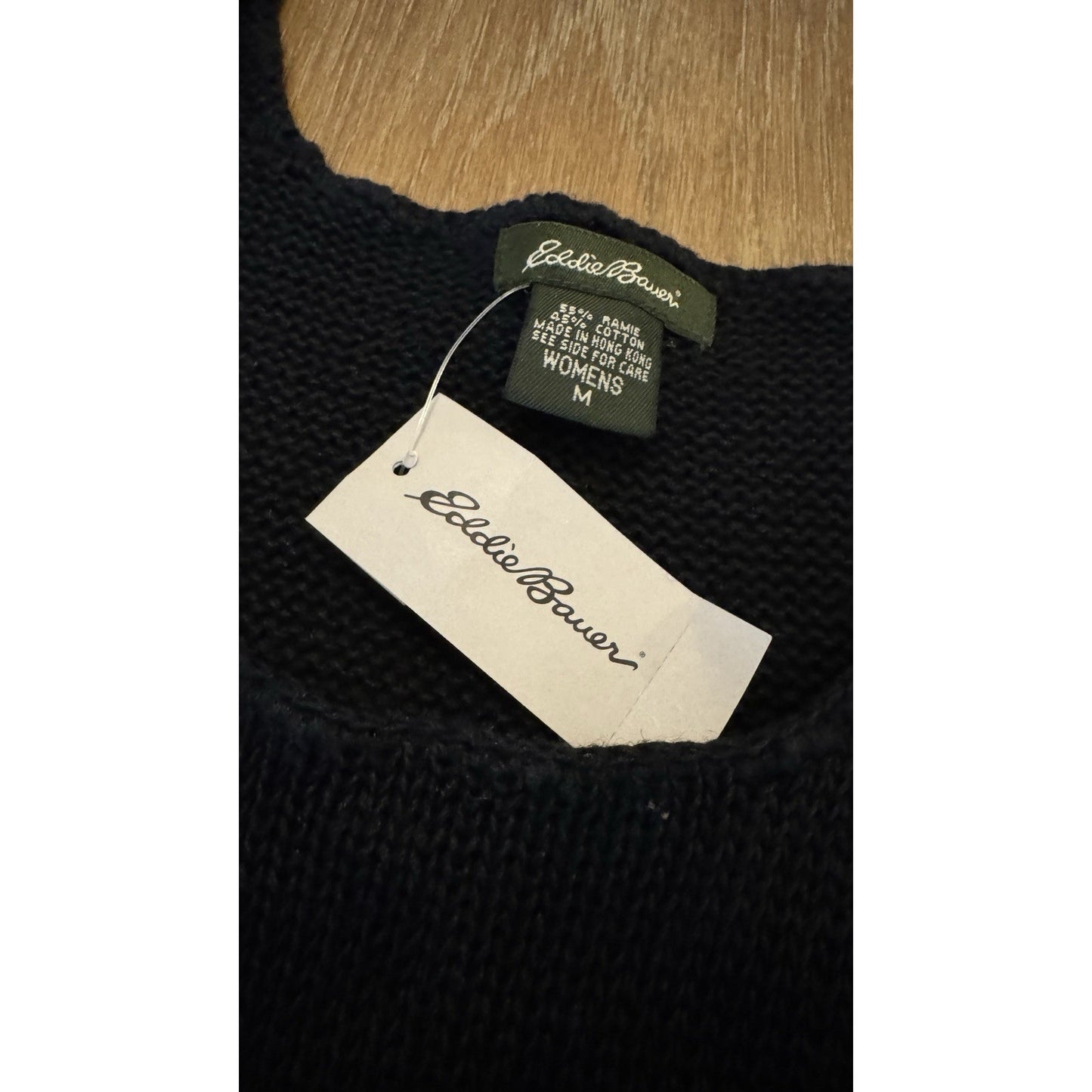 Vintage 90s Eddie Bauer Knit Tank Top Black M Hong Kong New with Tags