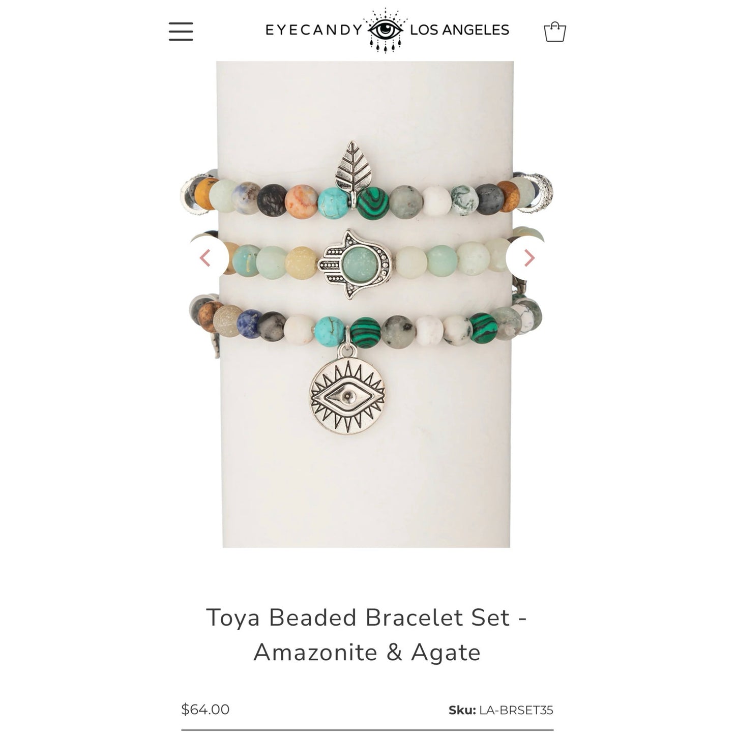 Agate Beaded Boho Bracelet Set of 3 Arm Candy by Eye Candy LA