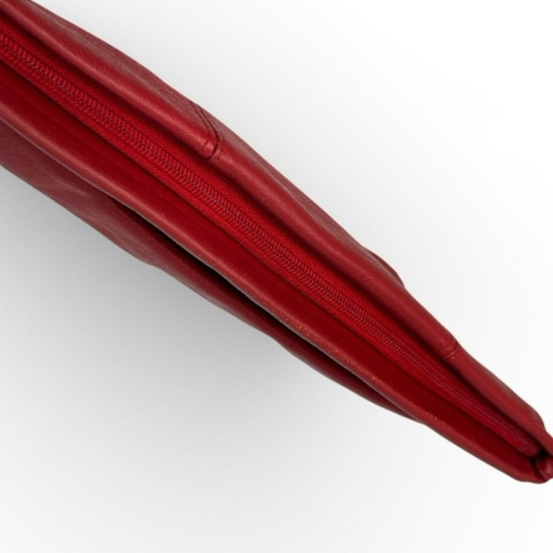 Vintage Red Clutch Purse Bag Zip Closure & Exterior Flap Pocket