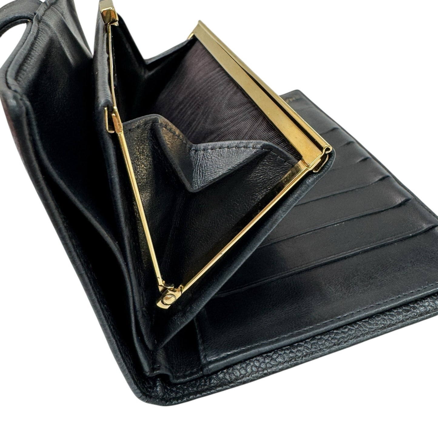 CHANEL Black Cavier CC Leather Long Wallet