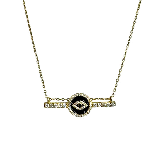 Rachel Zoe Designer Crystal Bar Pendant Necklace – Gold-Tone Sterling Silver