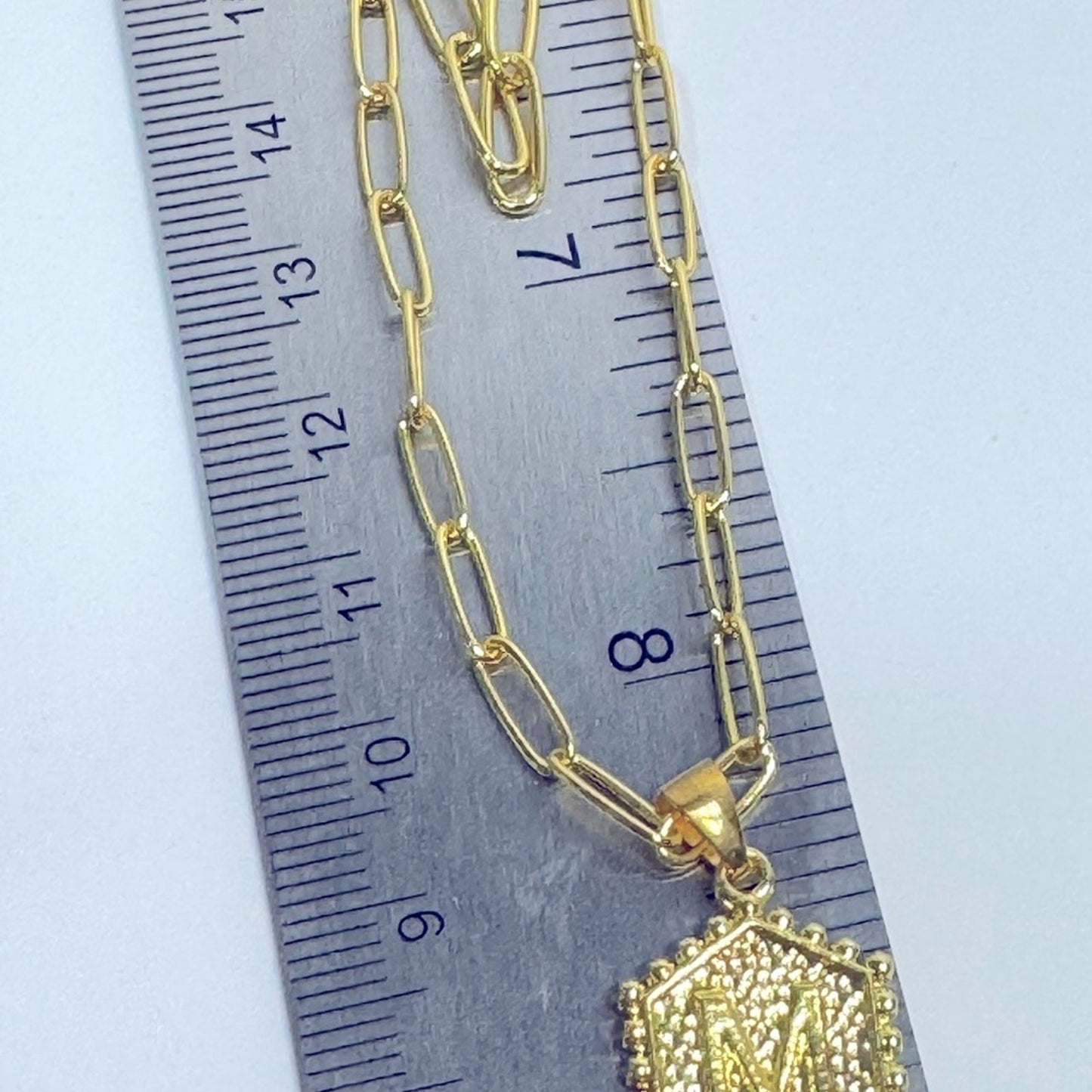 Gold Layered paperclip Necklace with double side Pendant