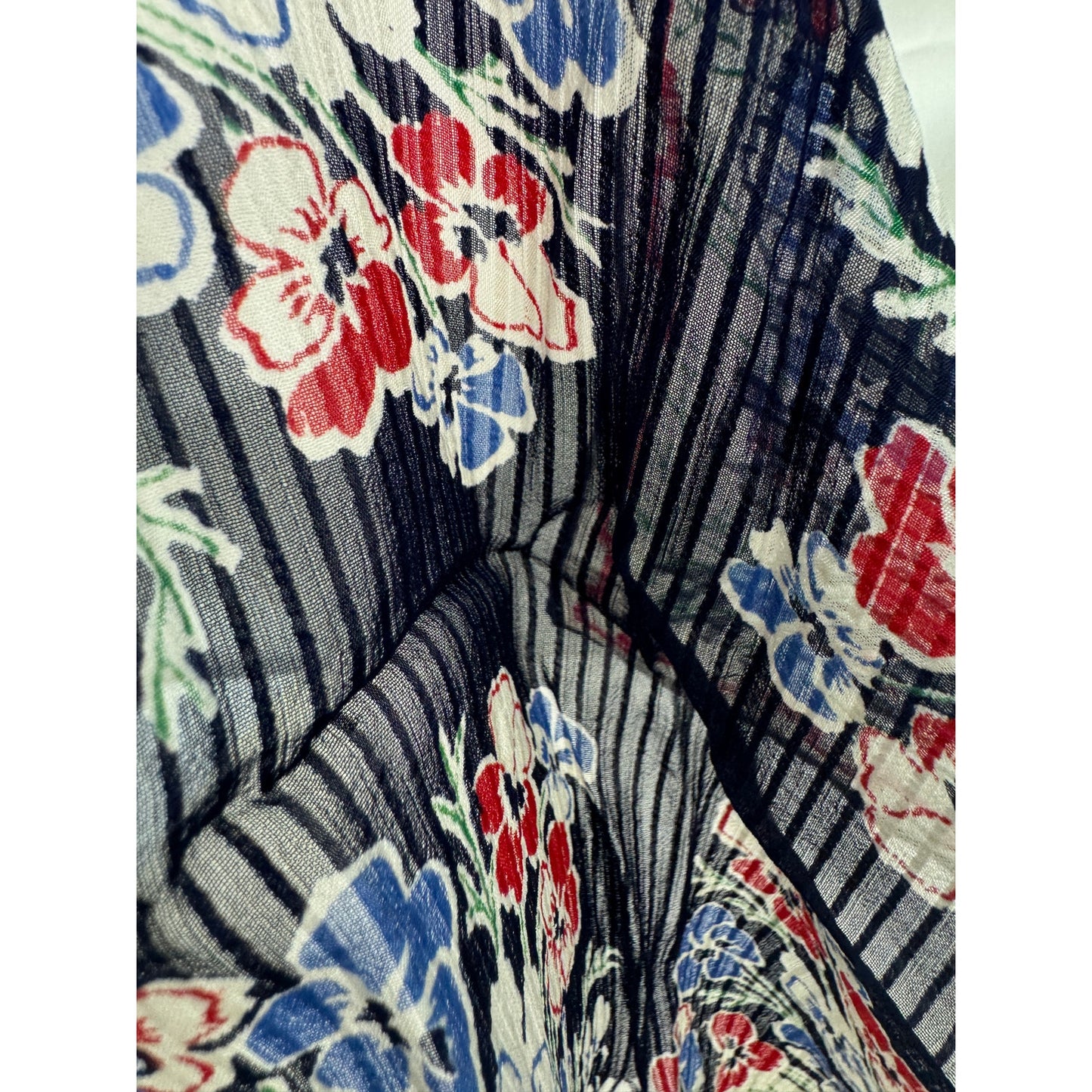 Vintage Silk Georgette Floral Hand Rolled Handkerchief | WWII Era Hankie