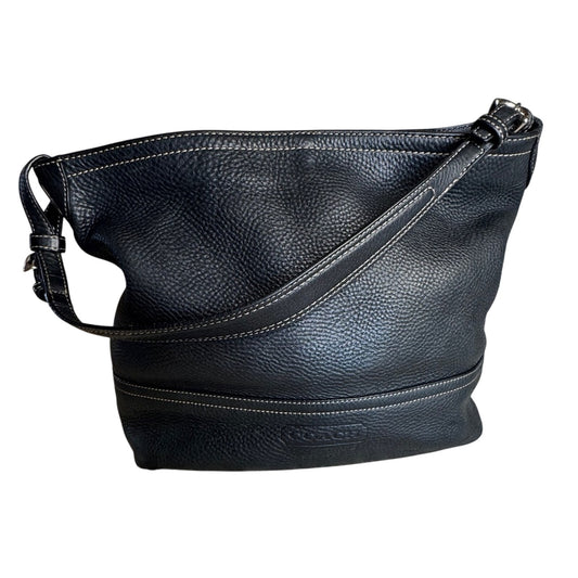 Coach 5715 Black Pebble Leather Slouchy Shoulder Bag Black Leather Shoulder Bag