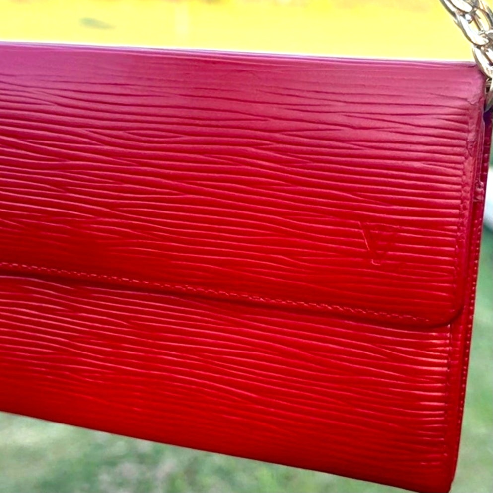 Louis Vuitton Red Epi Leather Sarah Long Continental Wallet with Chain