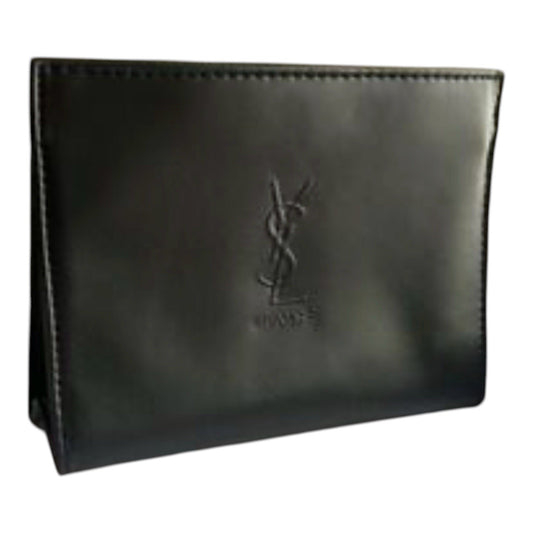Yves Saint Laurent YSL Beaute Black Faux Leather Toiletry Makeup Cosmetic Bag