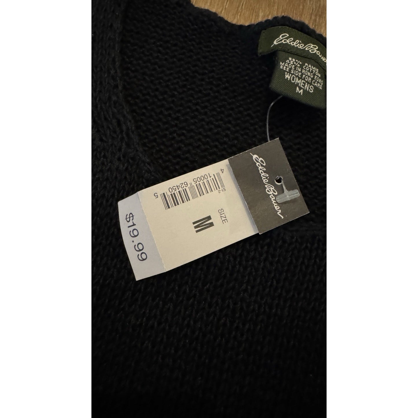 Vintage 90s Eddie Bauer Knit Tank Top Black M Hong Kong New with Tags