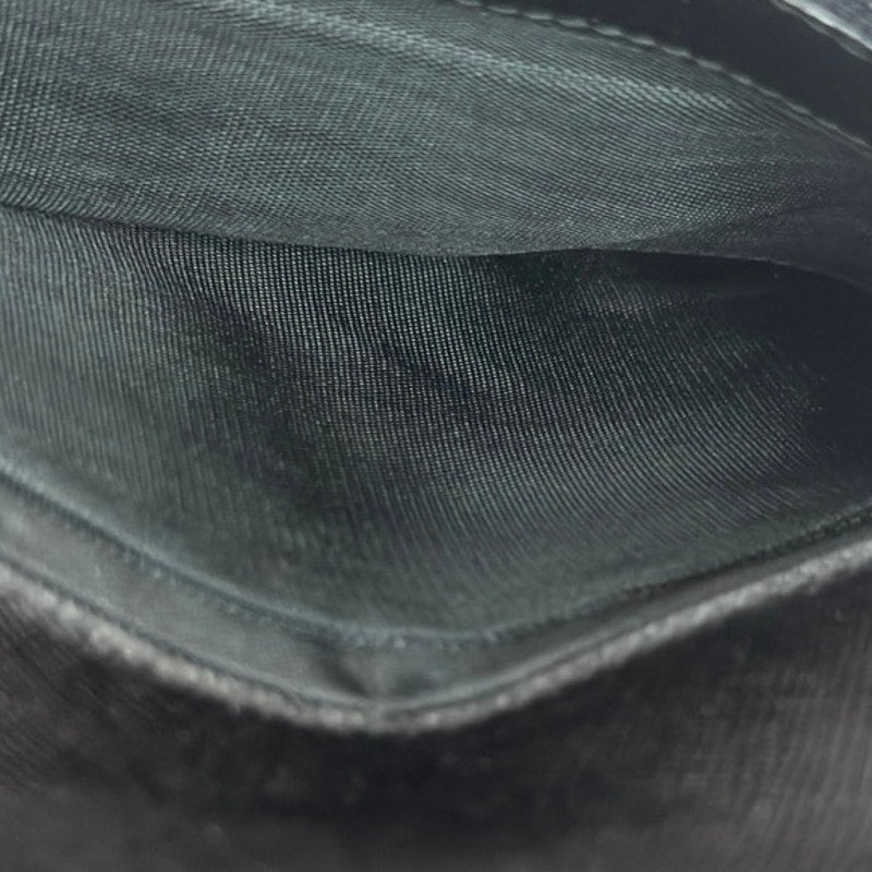 Prada Saffiano Black Leather Flap Continental Long Wallet with Chain