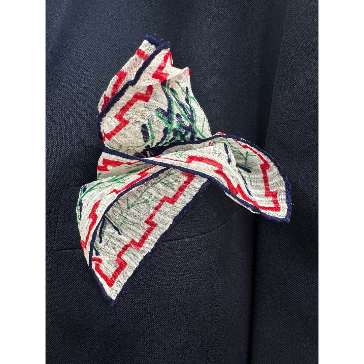 Vintage Silk Georgette Floral Hand Rolled Handkerchief | WWII Era Hankie