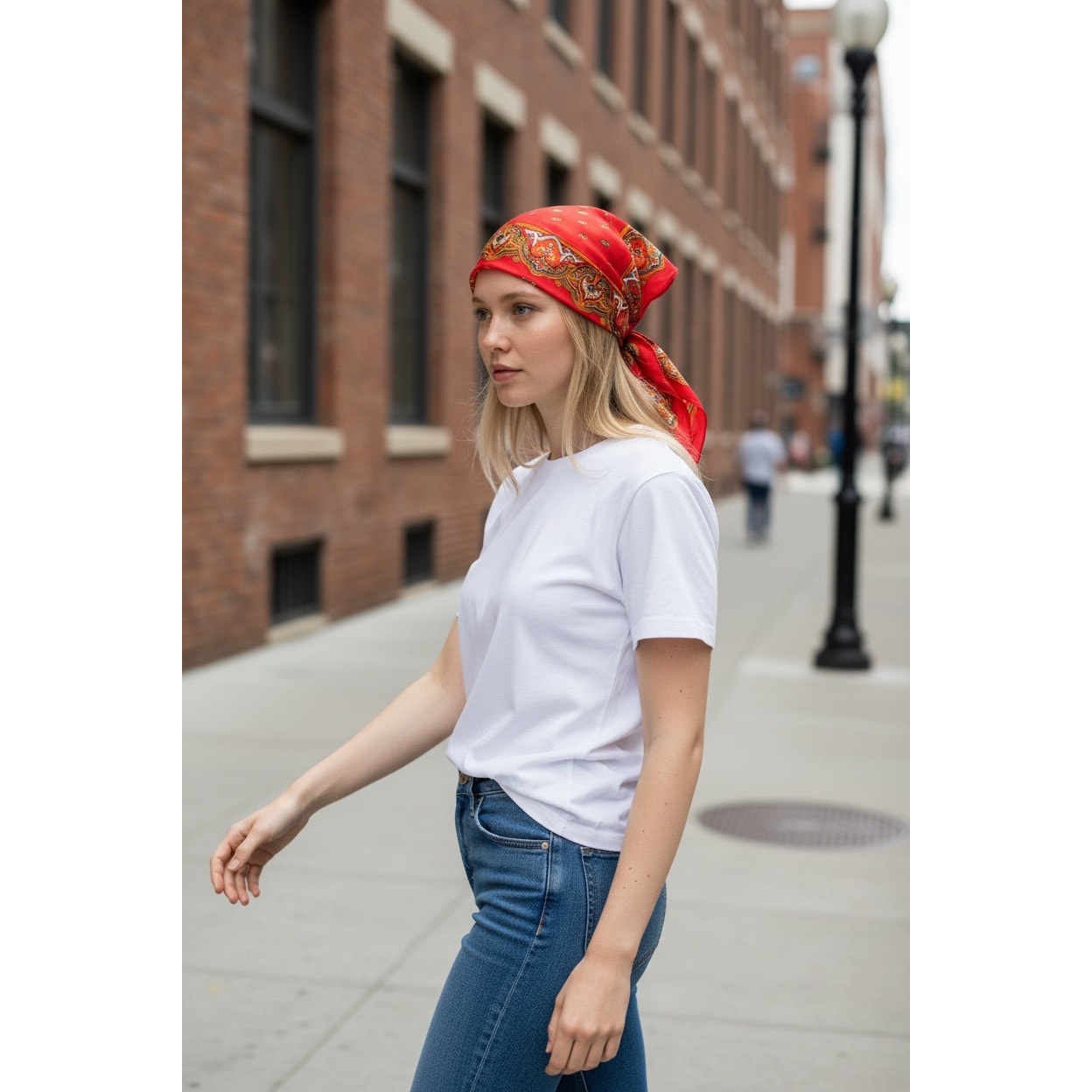 Vintage Hand Rolled Silk Scarf  Made in Japan Red Paisley