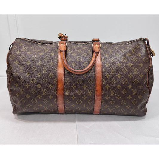 Louis Vuitton Keepall 50 Monogram Vintage Single Zip Lock & Key & Luggage Tag