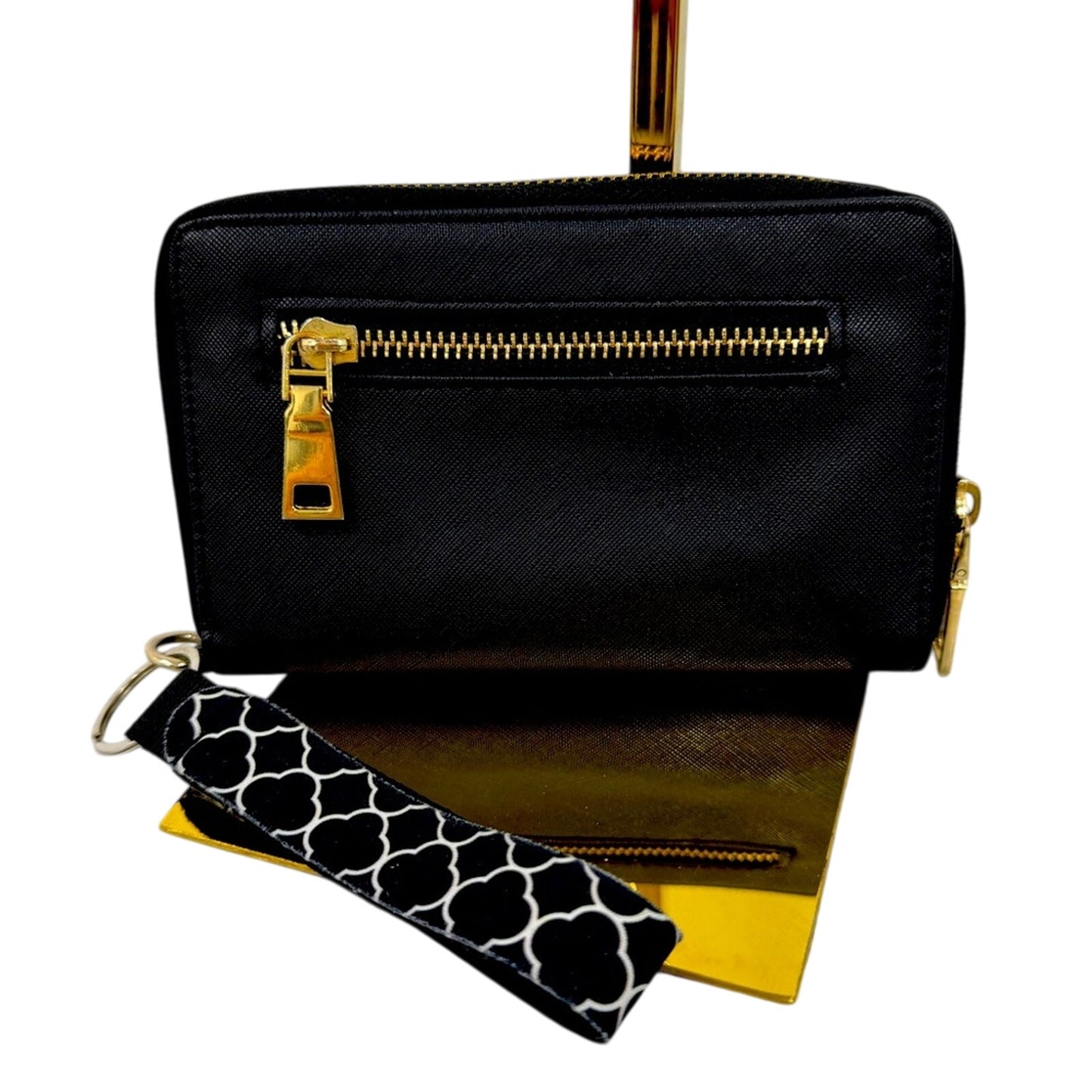 Laura Ashley Enroute Black Passport Wallet with Keychain Wristlet