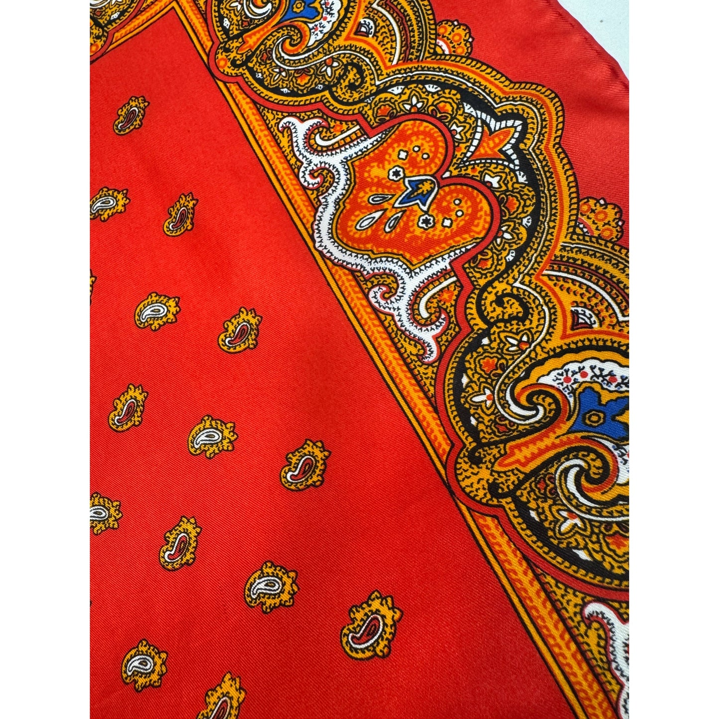 Vintage Hand Rolled Silk Scarf  Made in Japan Red Paisley