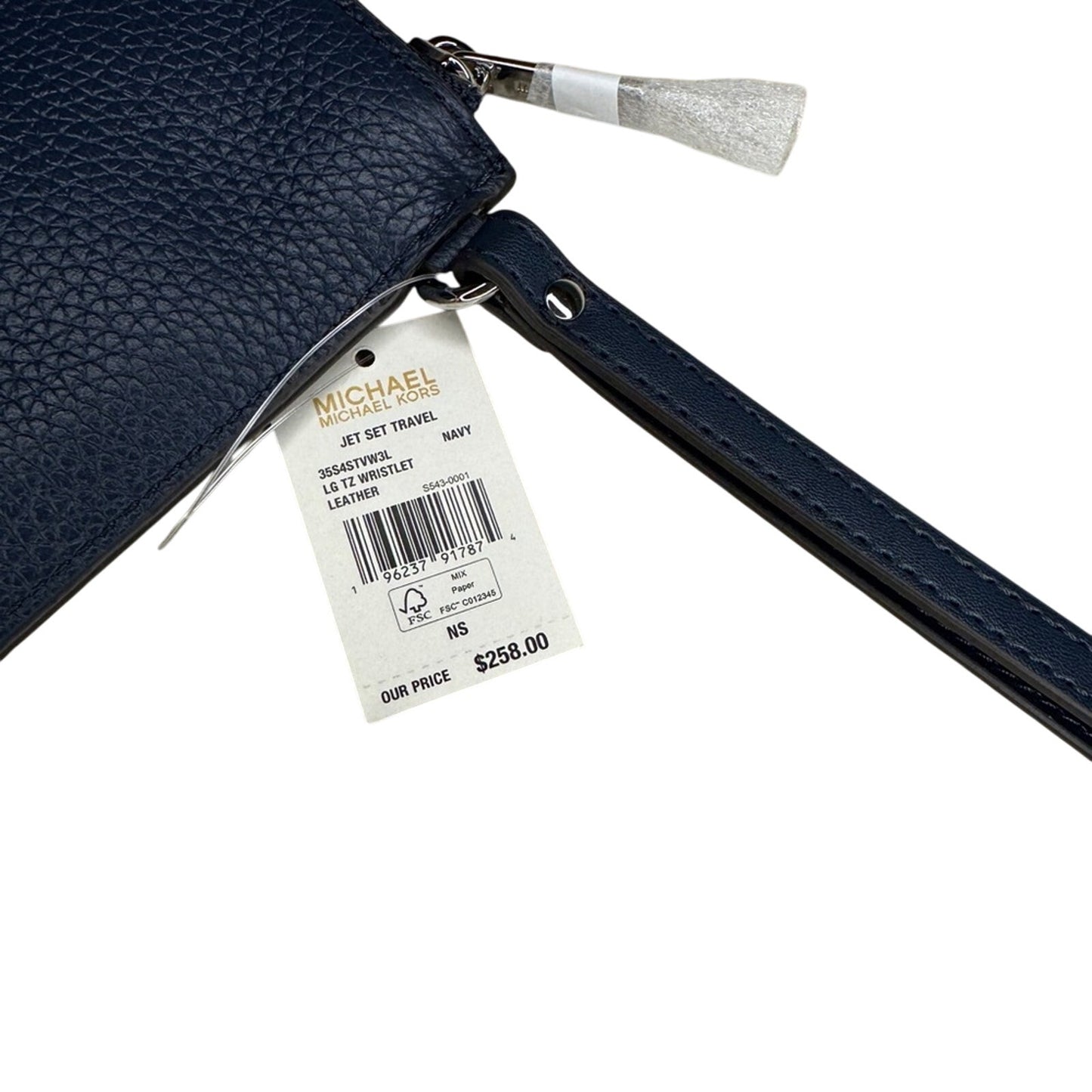 Michael Kors Jet Set Convertible Travel Leather Wristlet Bag Navy NWT