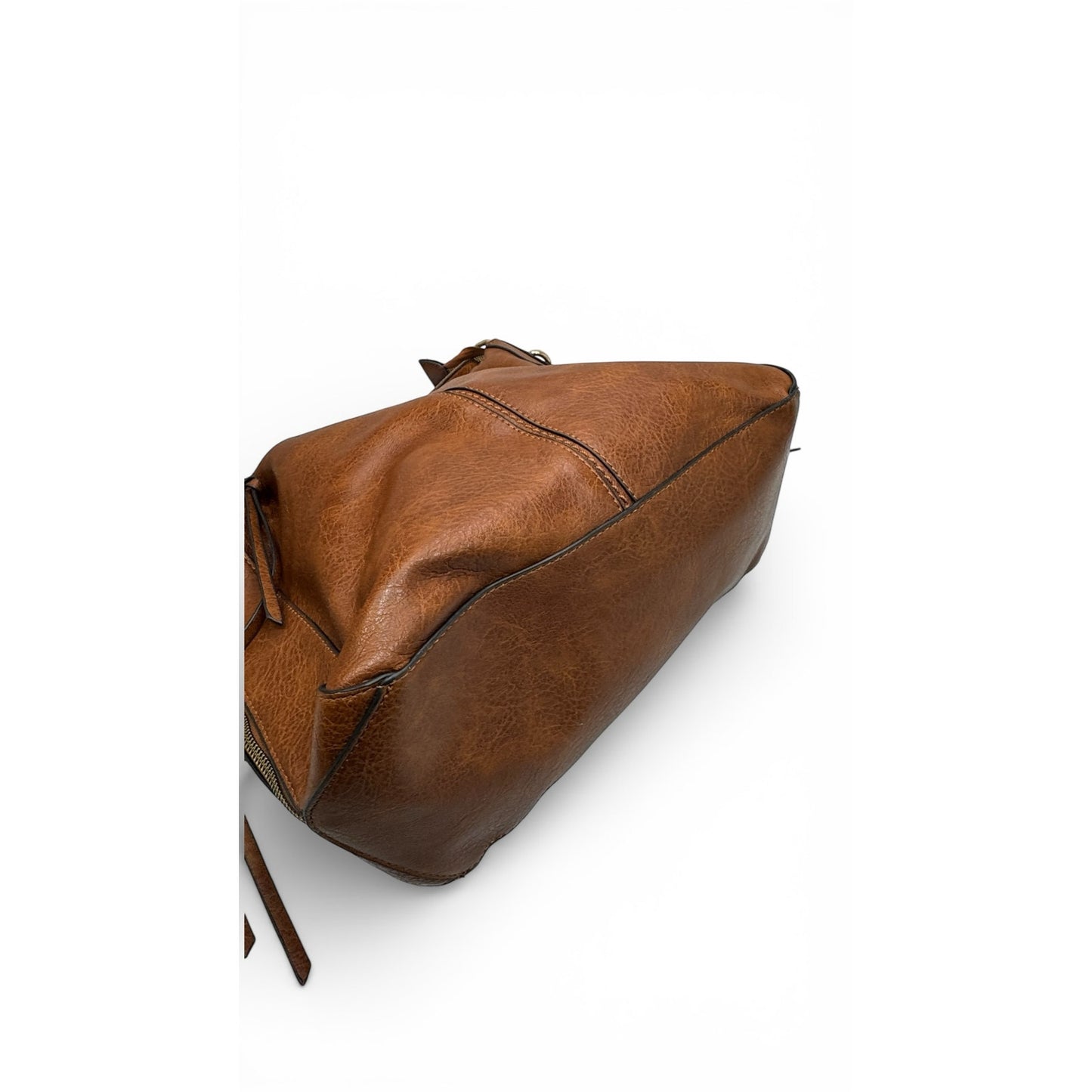 Brown PU Leather Hobo Shoulder Bag With Detachable Crossbody Strap