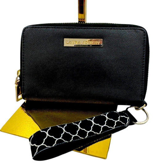 Laura Ashley Enroute Black Passport Wallet with Keychain Wristlet