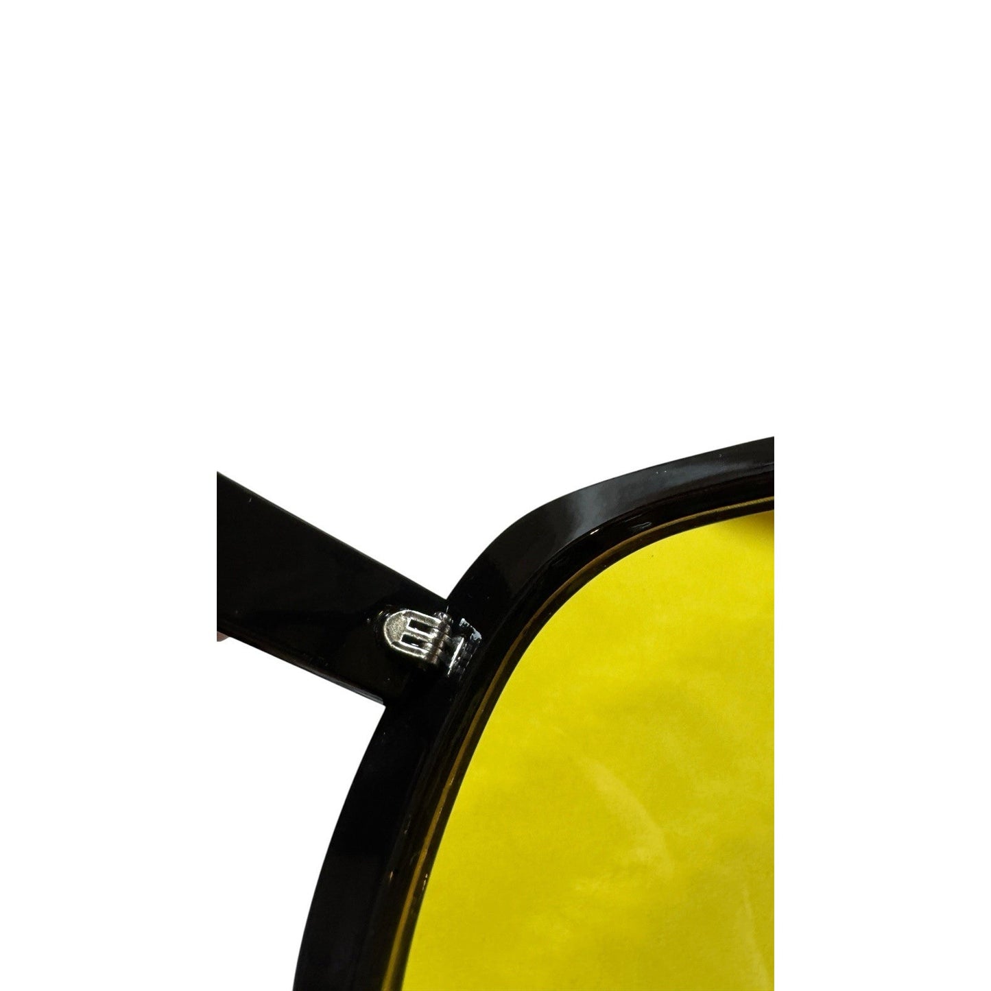 Gucci Sunglasses Black Oversized Shield Aviator Mask Yellow Lens Gold Logo 6025