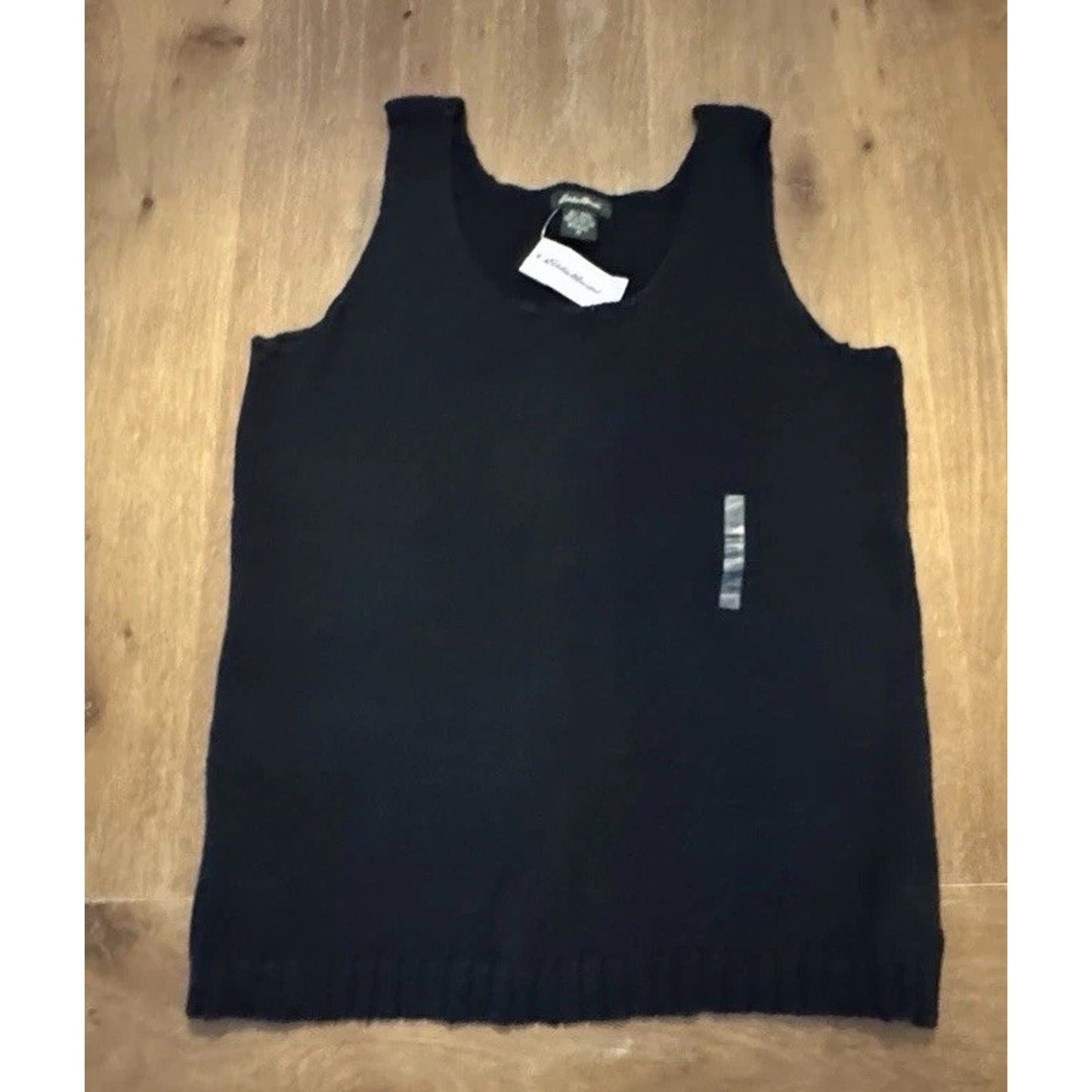 Vintage 90s Eddie Bauer Knit Tank Top Black M Hong Kong New with Tags