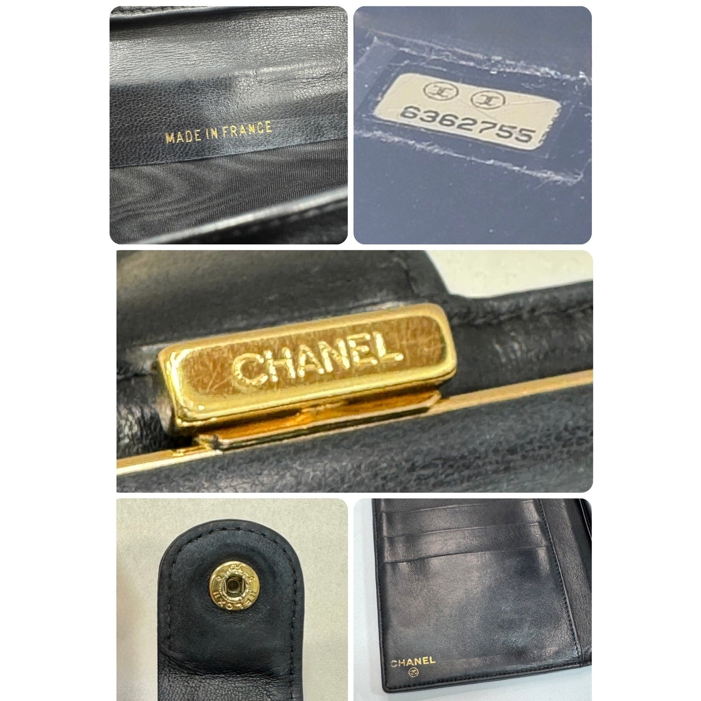 CHANEL Black Cavier CC Leather Long Wallet