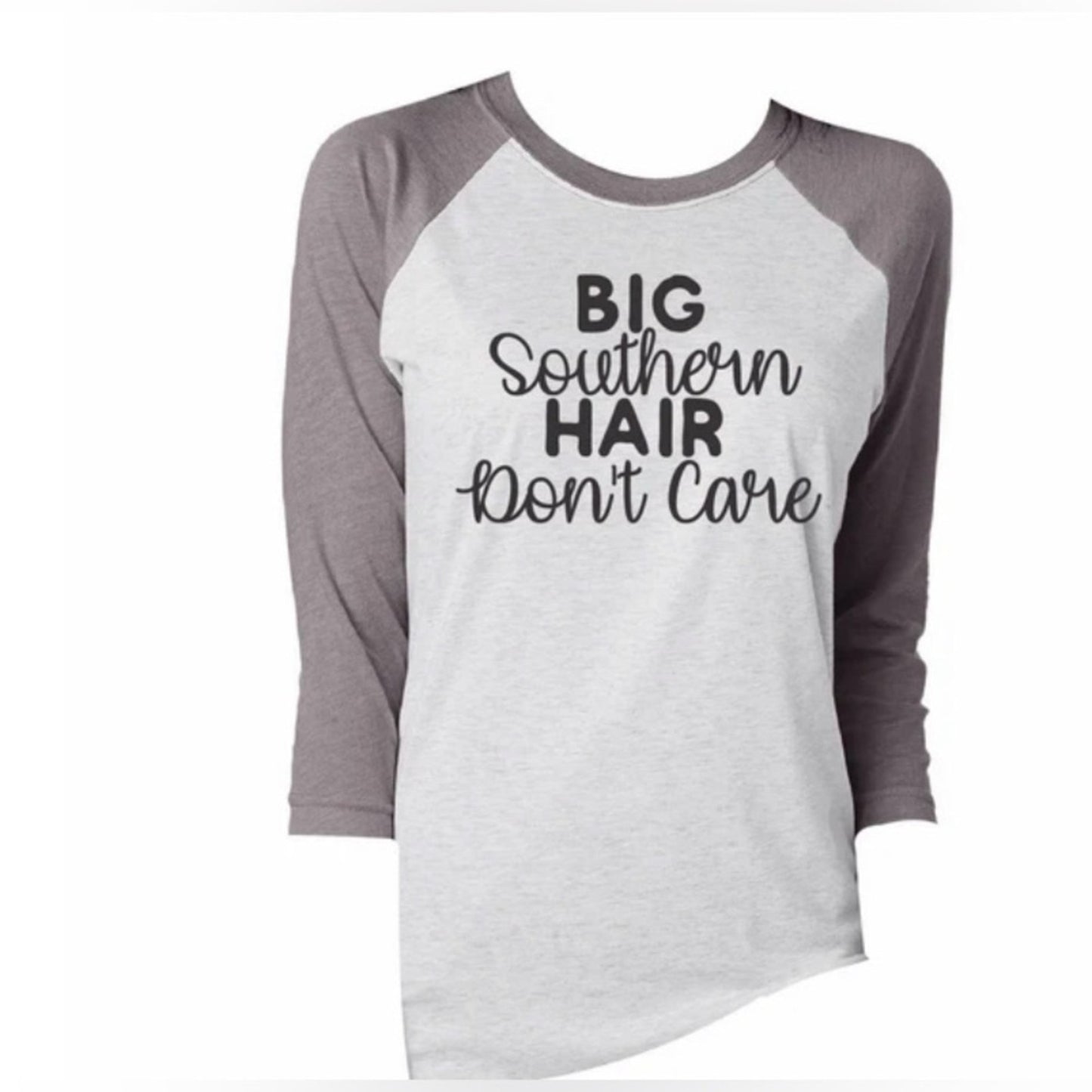 3/4 Sleeve, Round Neck T-Shirt | Big Southern Hair Don't Care | Medium | NWT