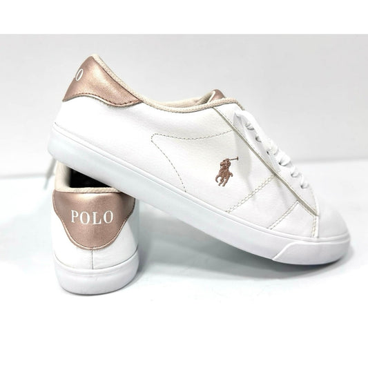 Polo Ralph Lauren White & Rose Gold Sneakers Athletic Shoes Junior 7
