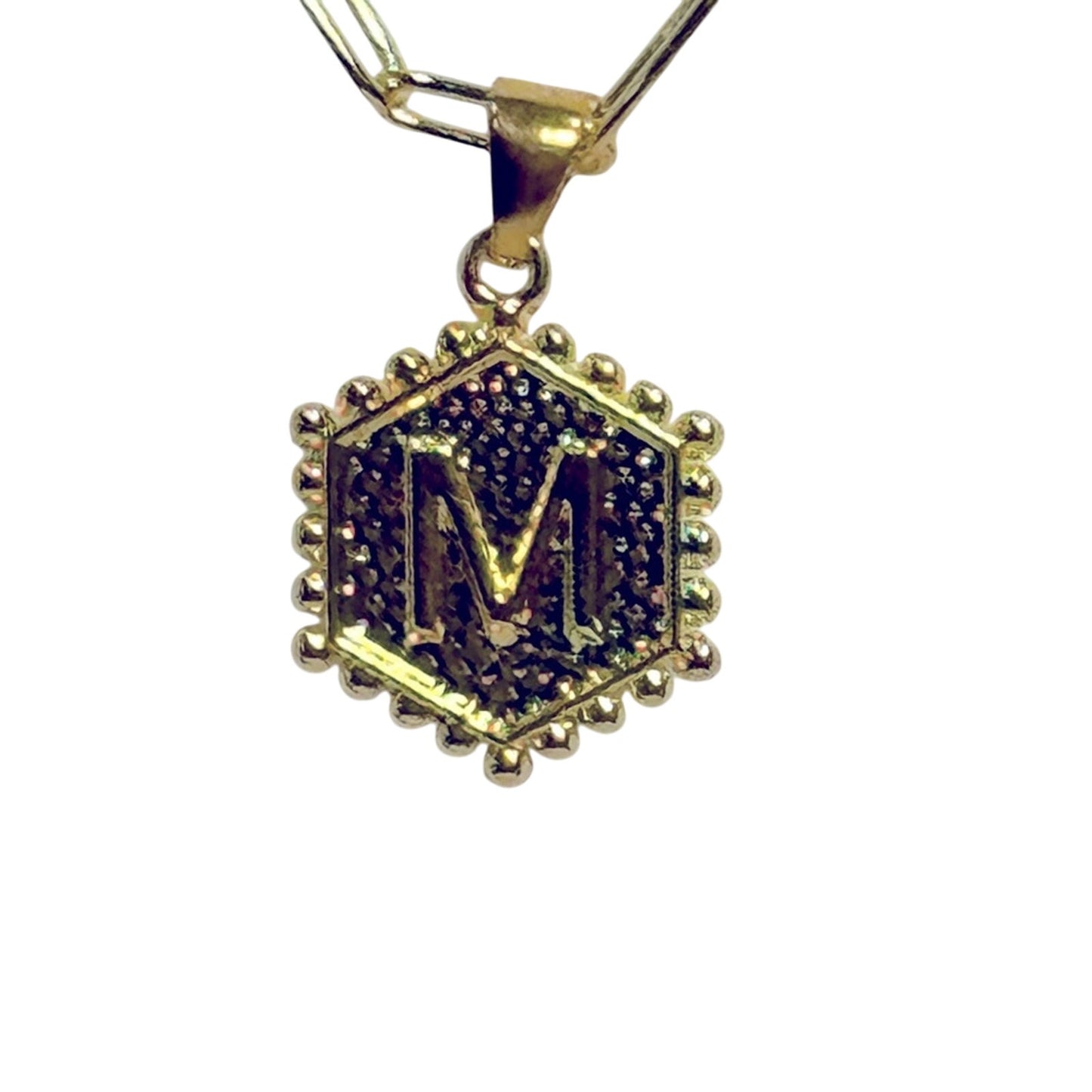 Gold Layered paperclip Necklace with double side Pendant