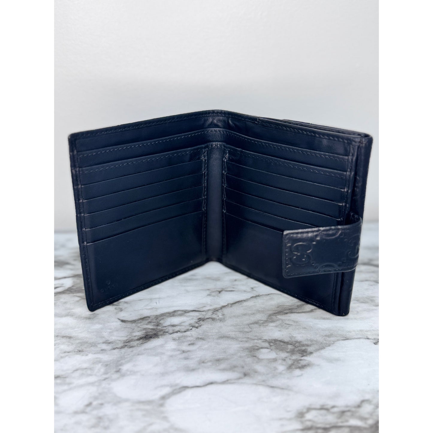Gucci Guccissima GG Heart Black Leather Bifold Wallet