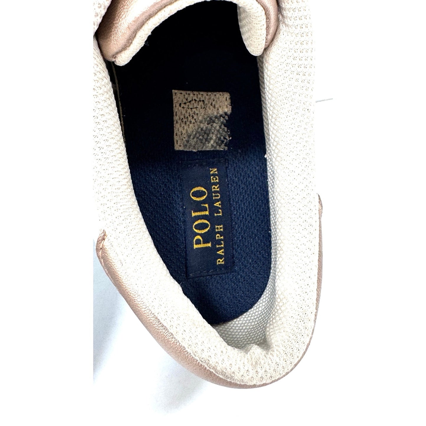 Polo Ralph Lauren White & Rose Gold Sneakers Athletic Shoes Junior 7