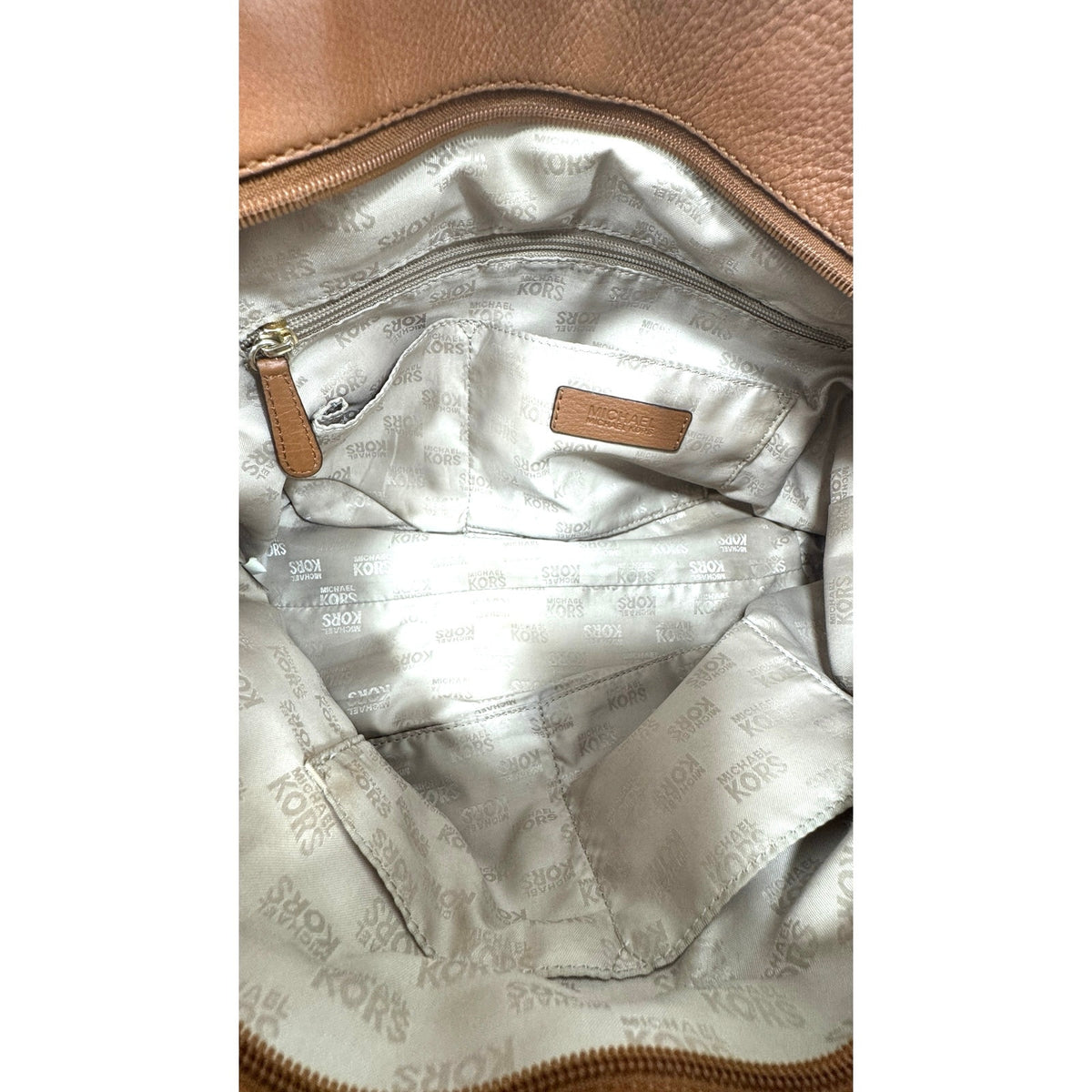 Michael Kors Fulton Large Chain Shoulder Tote Bag Luggage Brown