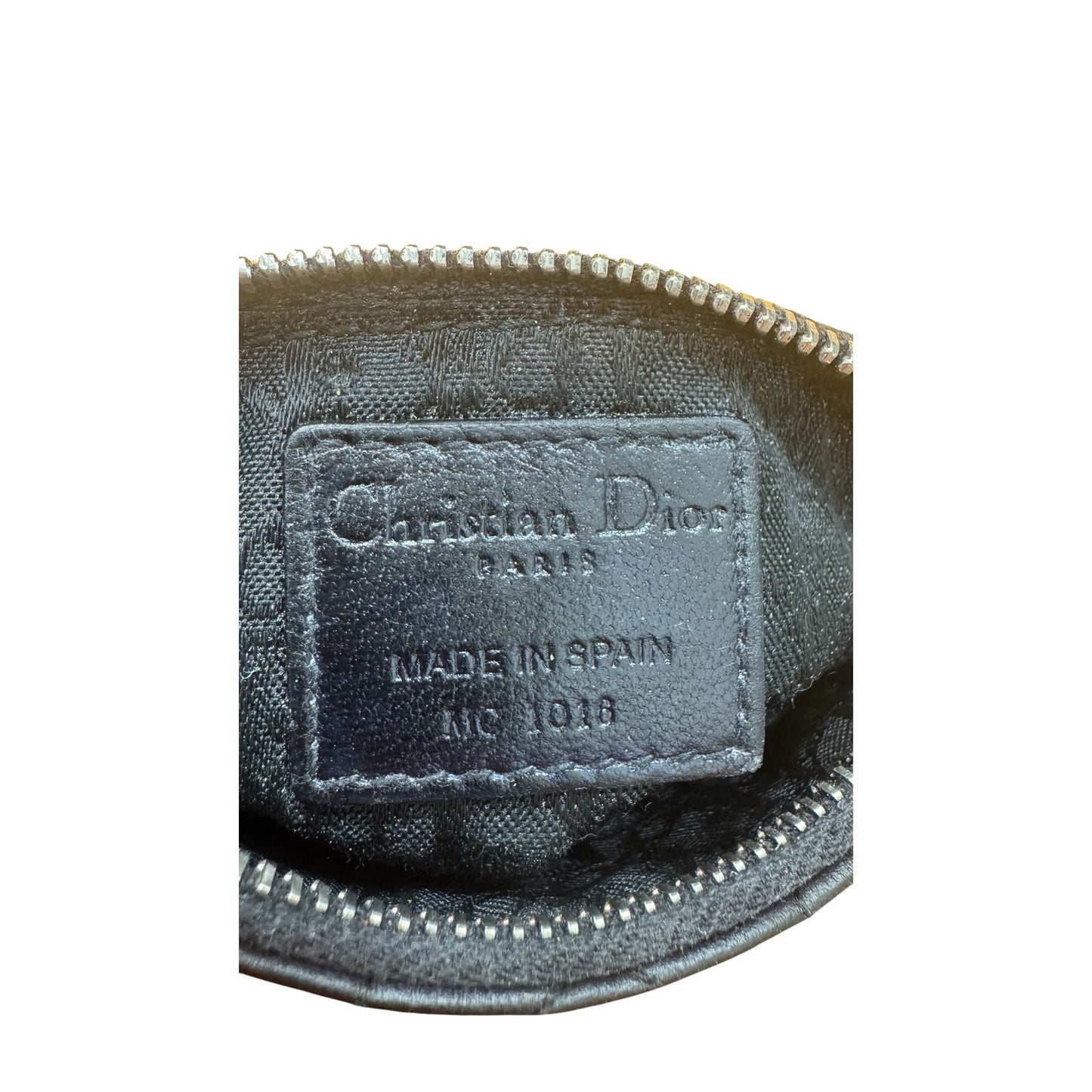 Christian Dior Cannage Quilted Black Leather Zip Pouch Dior Charm