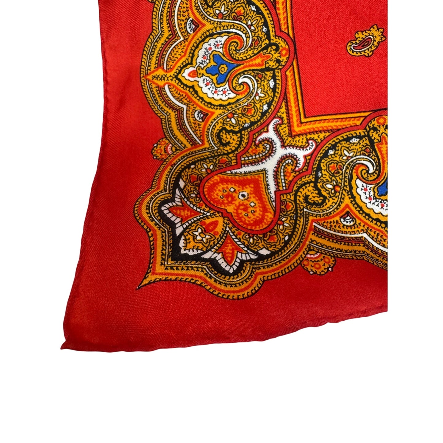 Vintage Hand Rolled Silk Scarf  Made in Japan Red Paisley