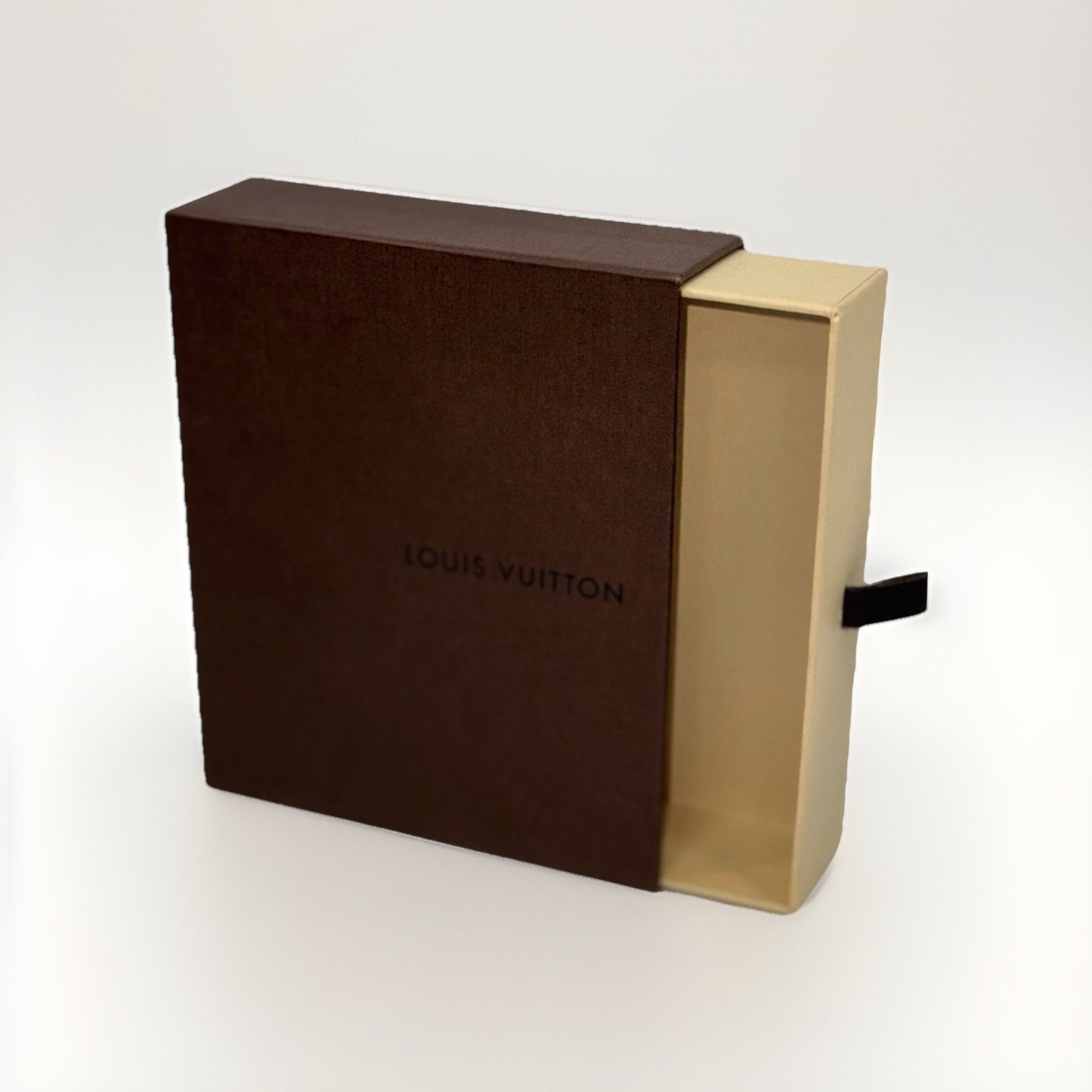 Authentic Louis Vuitton Empty Drawer Storage Box Vintage Brown Leather Pull Tab