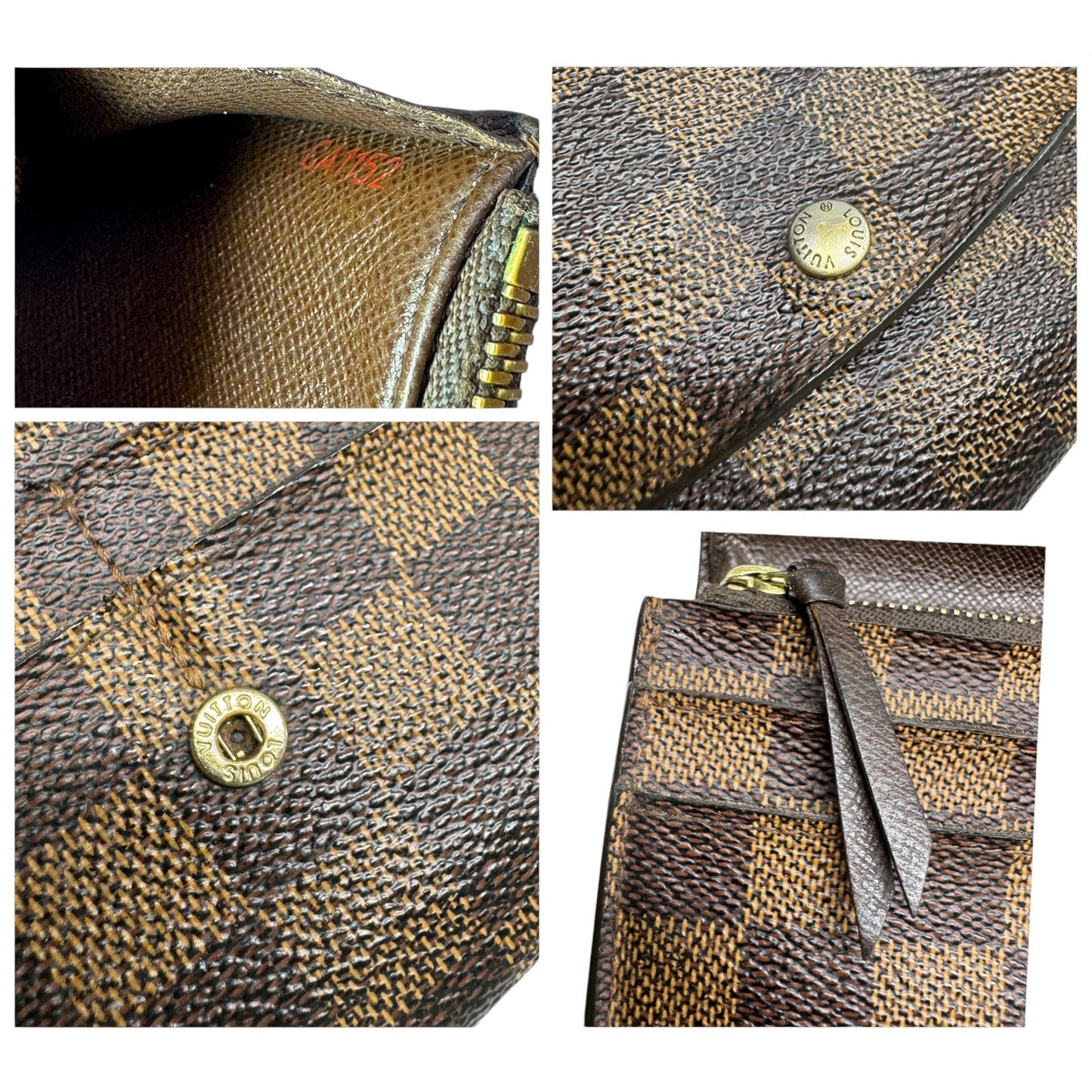 Louis Vuitton Damier Ebene Emilie Long Wallet Authentic LV