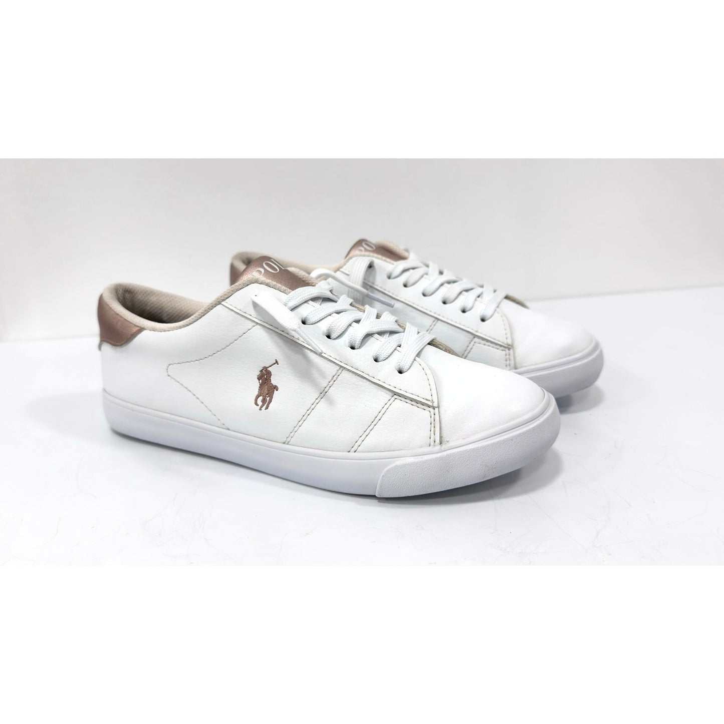 Polo Ralph Lauren White & Rose Gold Sneakers Athletic Shoes Junior 7