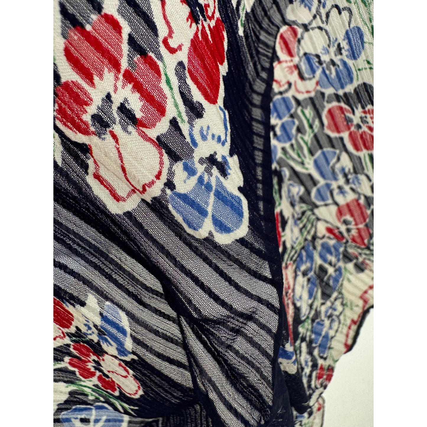 Vintage Silk Georgette Floral Hand Rolled Handkerchief | WWII Era Hankie