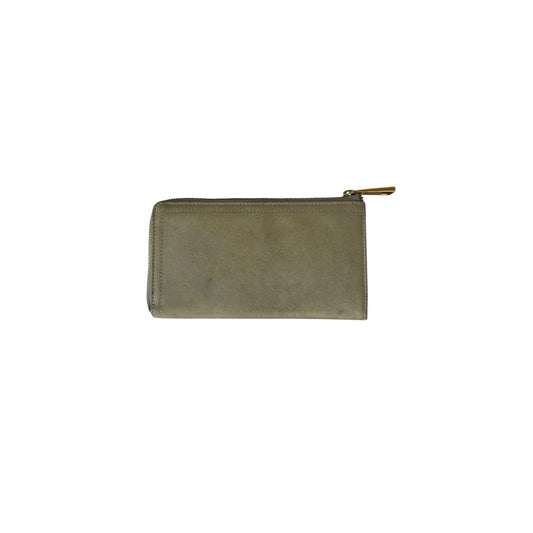 Margot New York Gabby Single Zip Around Leather Wallet Wristlet Olive Green