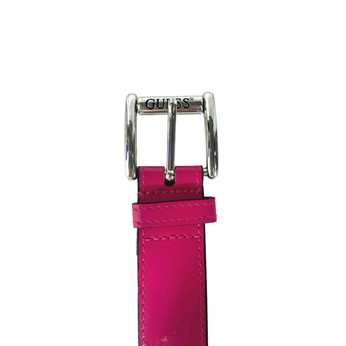 Vintage Guess USA Hot Pink Logo Buckle Belt Medium Y2K
