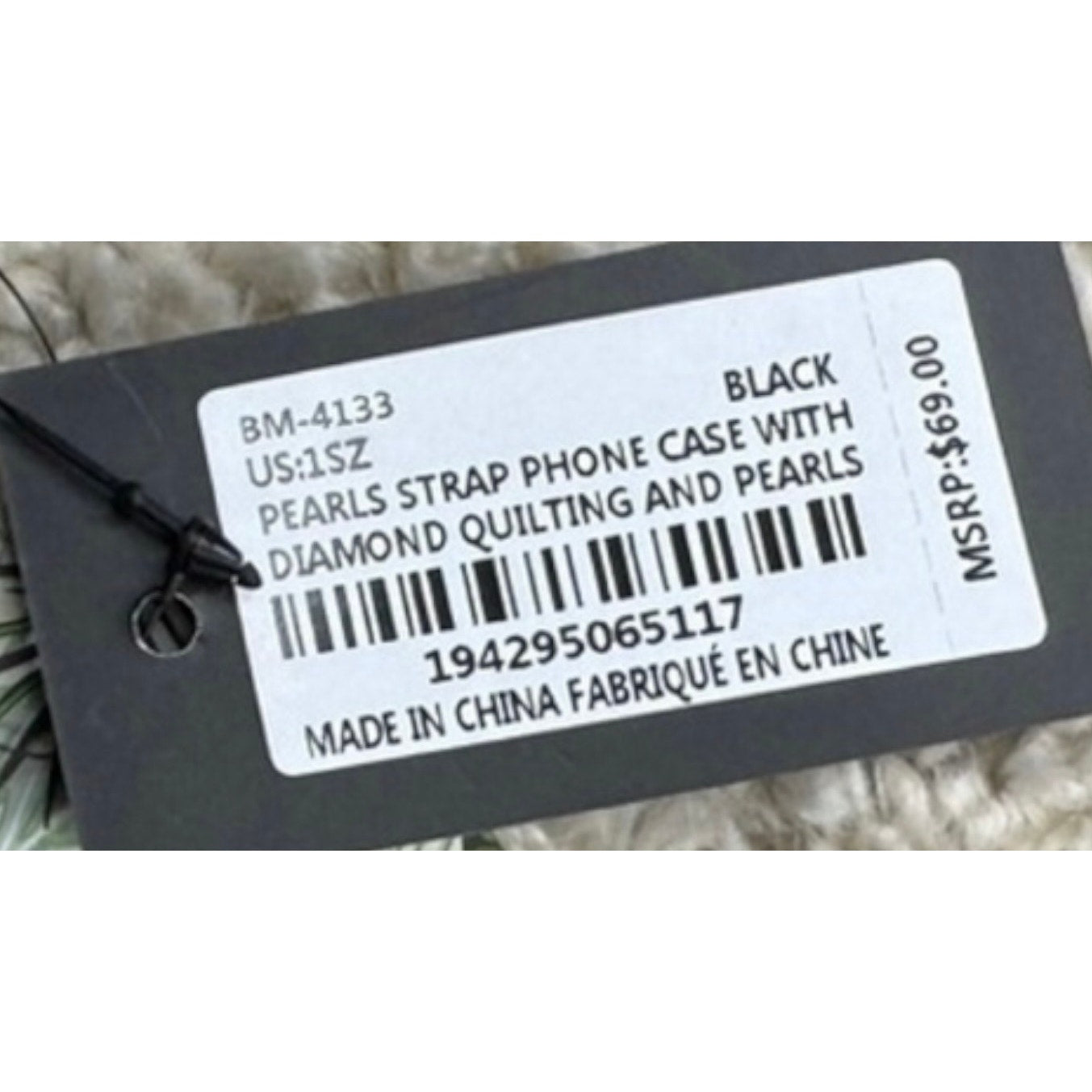 Badgley Mischka Quilted Pearl Chain Crossbody Phone Case – Vegan Leather, Black